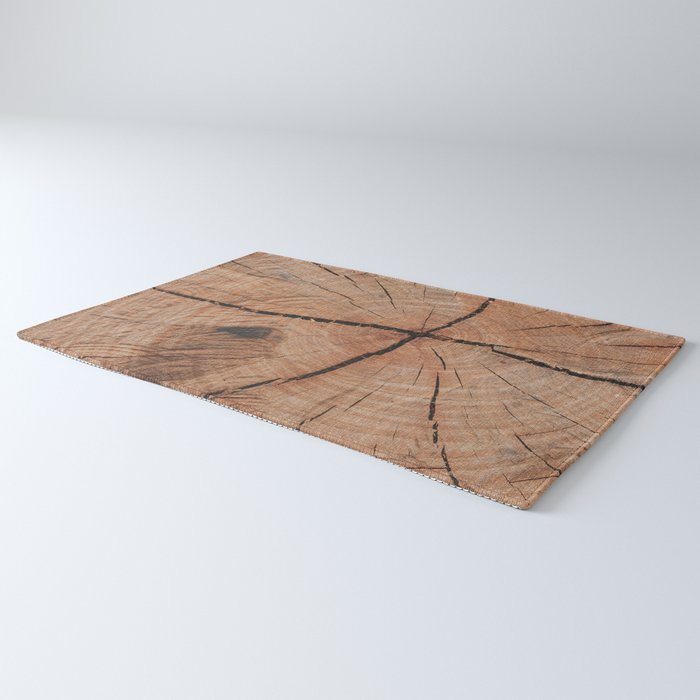 Tree Rings Rustic Cabin Lodge Raw Wood Rug Gallery Image 3