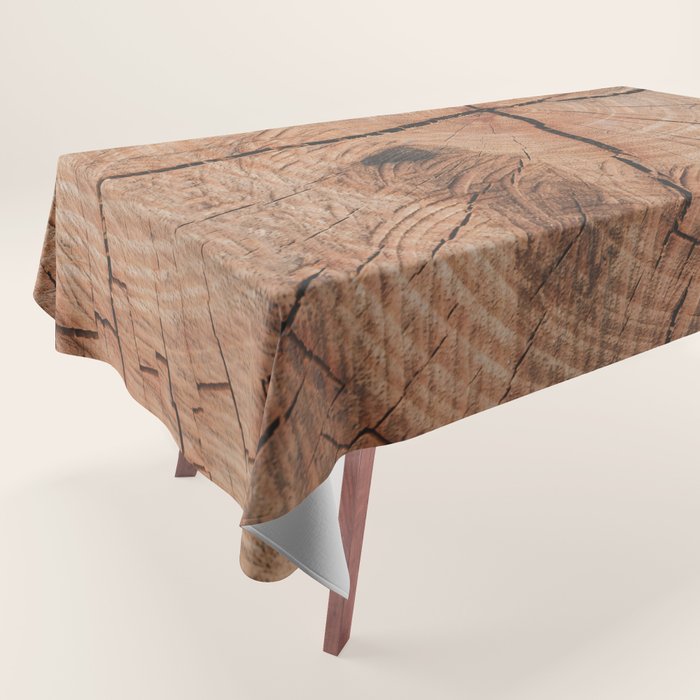 Tree Rings Rustic Cabin Lodge Raw Wood Tablecloth