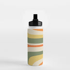 Mid Century Modern Abstract Retro Groove Pattern in Mossy Sage Olive Green Orange Mustard  Water Bottle Gallery Image 2