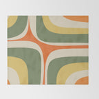 Mid Century Modern Abstract Retro Groove Pattern in Mossy Sage Olive Green Orange Mustard  Throw Blanket Gallery Image 2