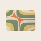 Mid Century Modern Abstract Retro Groove Pattern in Mossy Sage Olive Green Orange Mustard  Bath Mat Gallery Image 1