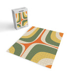 Mid Century Modern Abstract Retro Groove Pattern in Mossy Sage Olive Green Orange Mustard  Jigsaw Puzzle Gallery Image 2