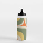Mid Century Modern Abstract Retro Groove Pattern in Mossy Sage Olive Green Orange Mustard  Water Bottle Gallery Image 3
