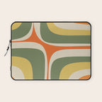 Mid Century Modern Abstract Retro Groove Pattern in Mossy Sage Olive Green Orange Mustard  Laptop Sleeve Gallery Image 1