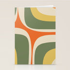 Mid Century Modern Abstract Retro Groove Pattern in Mossy Sage Olive Green Orange Mustard  Stationery Card Gallery Image 2