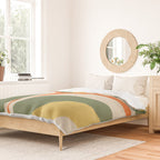 Mid Century Modern Abstract Retro Groove Pattern in Mossy Sage Olive Green Orange Mustard  Duvet Cover Gallery Image 2