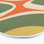 Mid Century Modern Abstract Retro Groove Pattern in Mossy Sage Olive Green Orange Mustard  Bath Mat Gallery Image 3