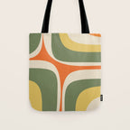 Mid Century Modern Abstract Retro Groove Pattern in Mossy Sage Olive Green Orange Mustard  Tote Bag Gallery Image 1
