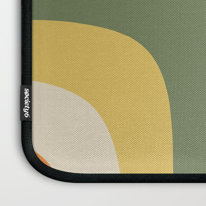 Mid Century Modern Abstract Retro Groove Pattern in Mossy Sage Olive Green Orange Mustard  Laptop Sleeve Gallery Image 3