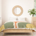 Mid Century Modern Abstract Retro Groove Pattern in Mossy Sage Olive Green Orange Mustard  Duvet Cover Gallery Image 3