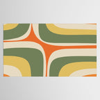 Mid Century Modern Abstract Retro Groove Pattern in Mossy Sage Olive Green Orange Mustard  Tablecloth Gallery Image 2