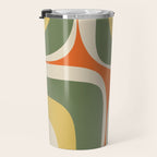 Mid Century Modern Abstract Retro Groove Pattern in Mossy Sage Olive Green Orange Mustard  Travel Mug Gallery Image 3