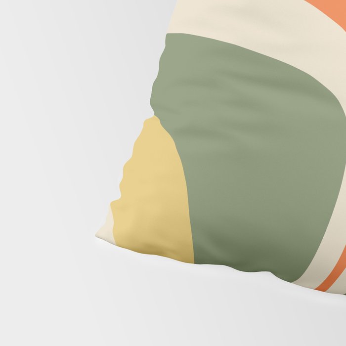 Mid Century Modern Abstract Retro Groove Pattern in Mossy Sage Olive Green Orange Mustard  Pillow Sham Gallery Image 4