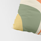 Mid Century Modern Abstract Retro Groove Pattern in Mossy Sage Olive Green Orange Mustard  Pillow Sham Gallery Image 4