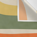 Mid Century Modern Abstract Retro Groove Pattern in Mossy Sage Olive Green Orange Mustard  Wall Tapestry Gallery Image 3