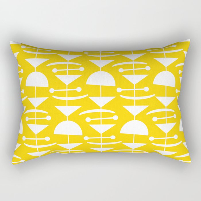 Retro Mid Century Modern Abstract Mobile 652 Yellow Rectangular Pillow Gallery Image 1
