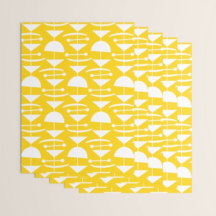 Retro Mid Century Modern Abstract Mobile 652 Yellow Wrapping Paper Gallery Image 3