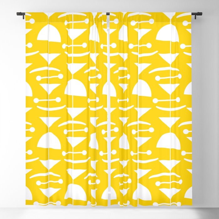Retro Mid Century Modern Abstract Mobile 652 Yellow Window Curtain Gallery Image 1