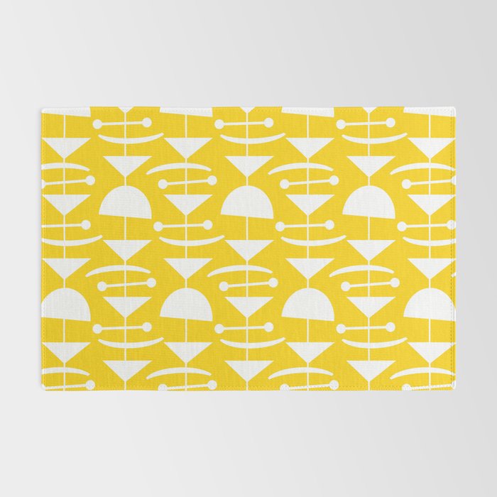 Retro Mid Century Modern Abstract Mobile 652 Yellow Rug Gallery Image 2