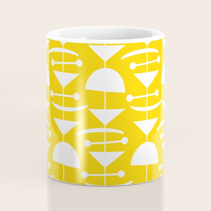 Retro Mid Century Modern Abstract Mobile 652 Yellow Coffee Mug Gallery Image 4