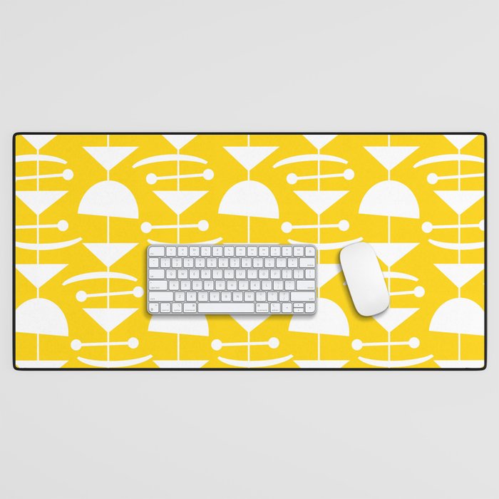 Retro Mid Century Modern Abstract Mobile 652 Yellow Desk Mat Gallery Image 1