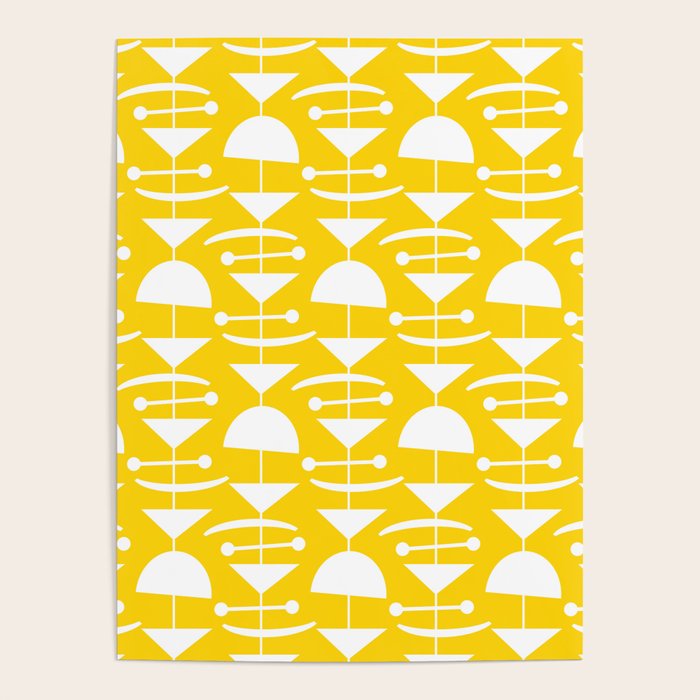 Retro Mid Century Modern Abstract Mobile 652 Yellow Poster Gallery Image 1