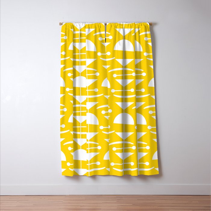 Retro Mid Century Modern Abstract Mobile 652 Yellow Window Curtain Gallery Image 3