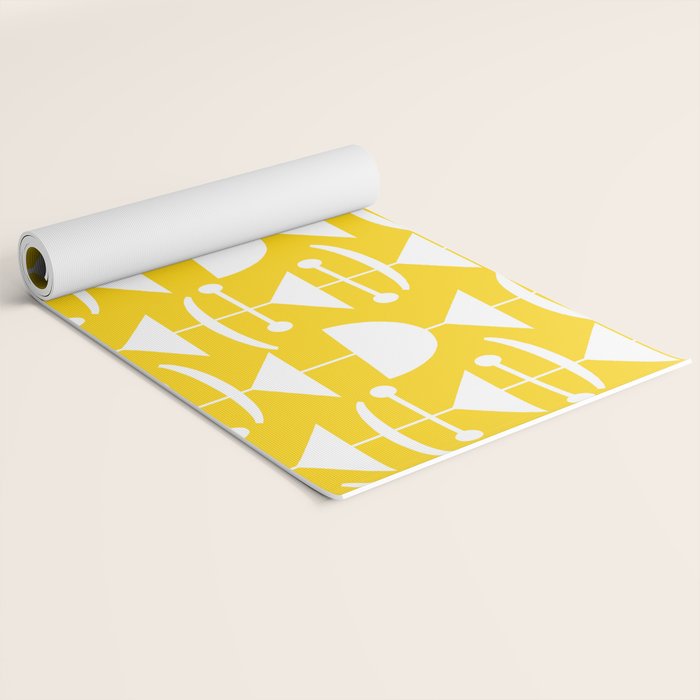 Retro Mid Century Modern Abstract Mobile 652 Yellow Yoga Mat Gallery Image 2