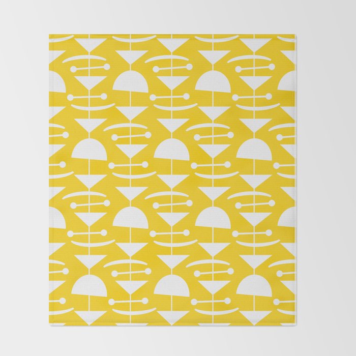 Retro Mid Century Modern Abstract Mobile 652 Yellow Throw Blanket Gallery Image 2