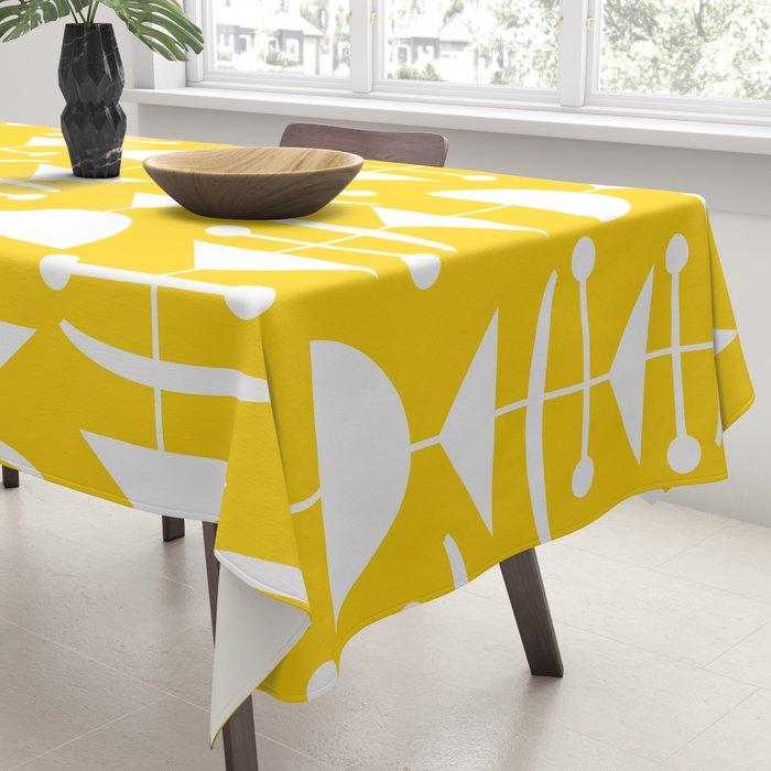 Retro Mid Century Modern Abstract Mobile 652 Yellow Tablecloth Gallery Image 3