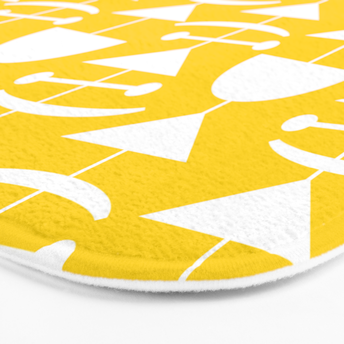 Retro Mid Century Modern Abstract Mobile 652 Yellow Bath Mat Gallery Image 3