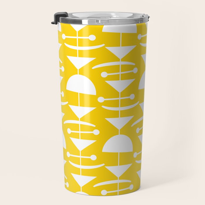 Retro Mid Century Modern Abstract Mobile 652 Yellow Travel Mug Gallery Image 3