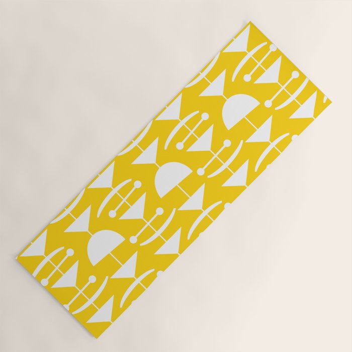 Retro Mid Century Modern Abstract Mobile 652 Yellow Yoga Mat Gallery Image 1