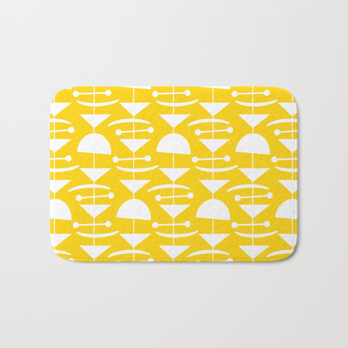 Retro Mid Century Modern Abstract Mobile 652 Yellow Bath Mat Gallery Image 1
