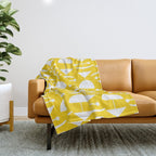 Retro Mid Century Modern Abstract Mobile 652 Yellow Throw Blanket Gallery Image 1