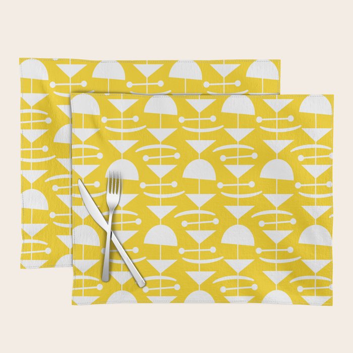 Retro Mid Century Modern Abstract Mobile 652 Yellow Placemat Gallery Image 1