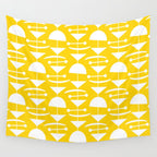 Retro Mid Century Modern Abstract Mobile 652 Yellow Wall Tapestry Gallery Image 4