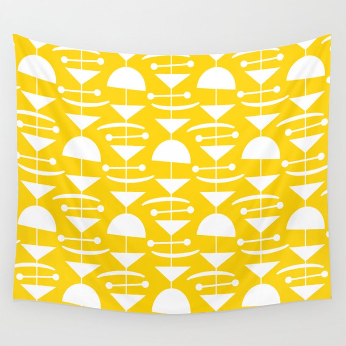 Retro Mid Century Modern Abstract Mobile 652 Yellow Wall Tapestry Gallery Image 4