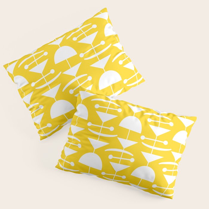 Retro Mid Century Modern Abstract Mobile 652 Yellow Pillow Sham Gallery Image 3