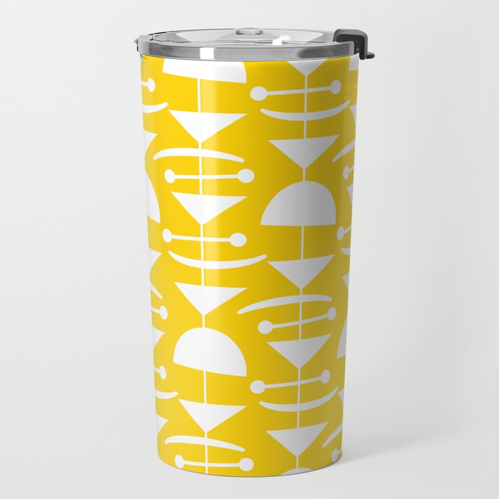 Retro Mid Century Modern Abstract Mobile 652 Yellow Travel Mug Gallery Image 2
