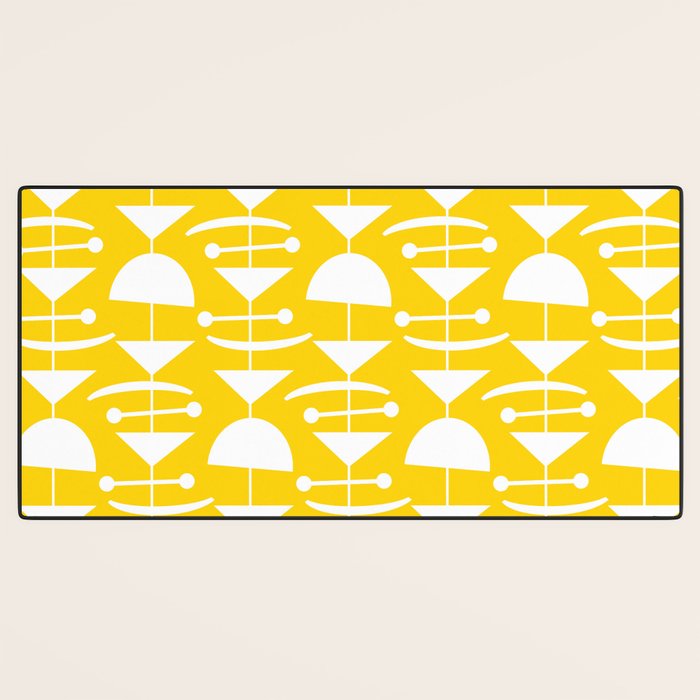 Retro Mid Century Modern Abstract Mobile 652 Yellow Desk Mat Gallery Image 3