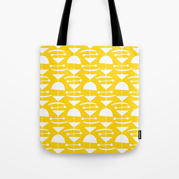 Retro Mid Century Modern Abstract Mobile 652 Yellow Tote Bag Gallery Image 1