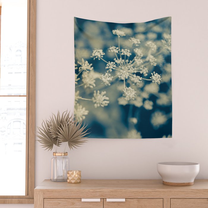 Indigo Dill Botanical Study Wall Tapestry Gallery Image 2