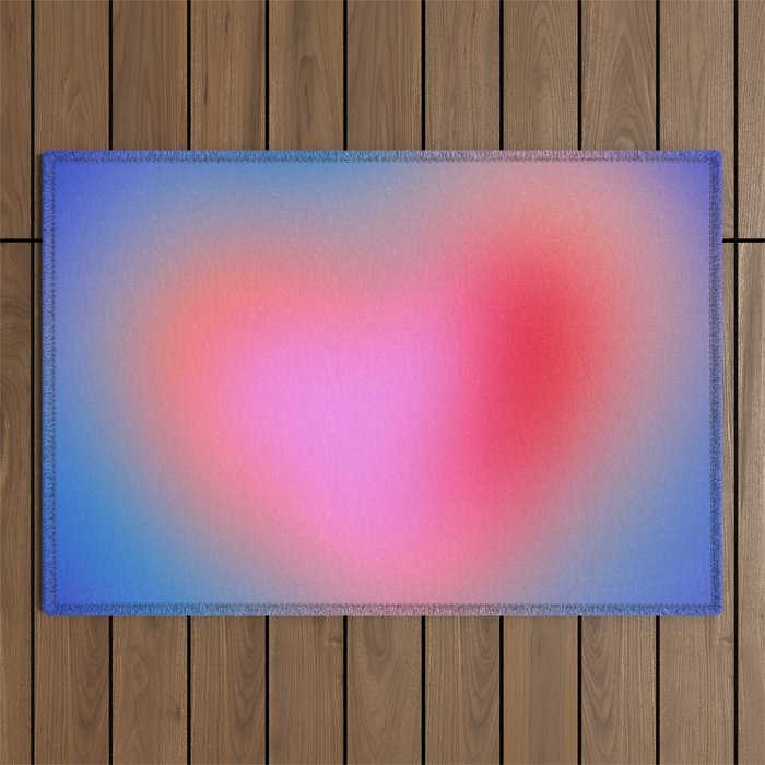 Pink aura heart Outdoor Rug Gallery Image 1