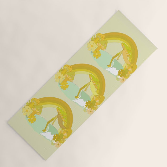 Mushy mushroom longboard surf retro floral daydreams by surfy birdy Yoga Mat Gallery Image 1