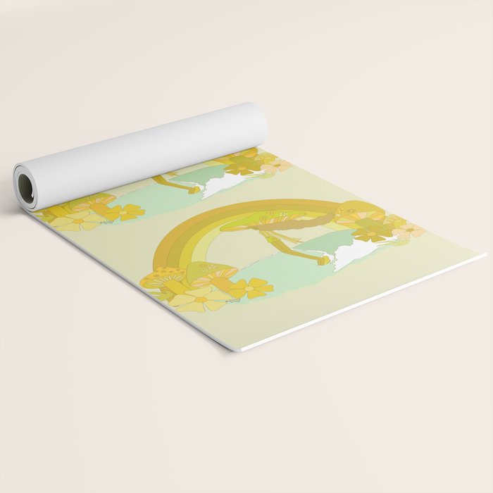 Mushy mushroom longboard surf retro floral daydreams by surfy birdy Yoga Mat Gallery Image 2