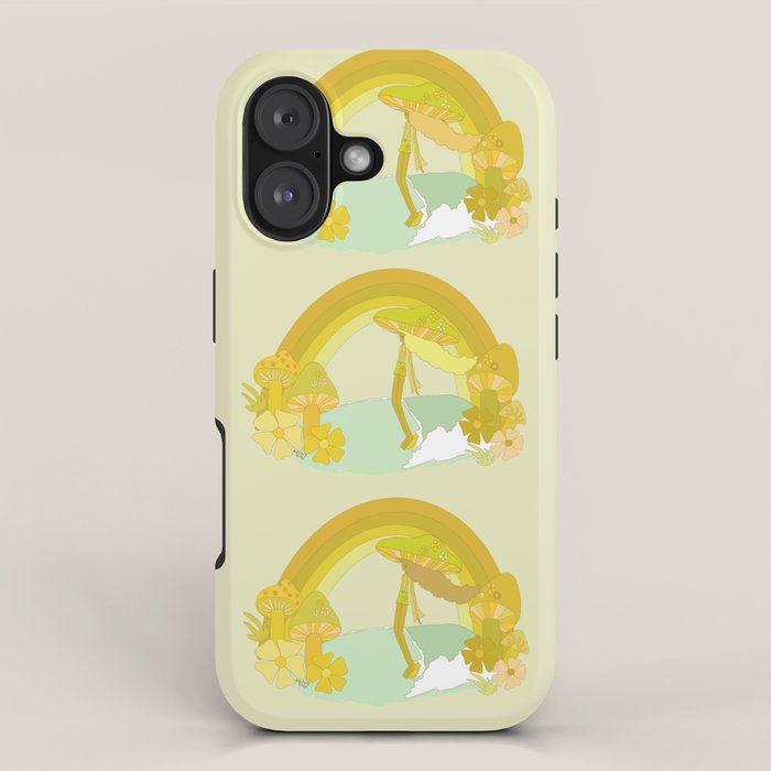 Mushy mushroom longboard surf retro floral daydreams by surfy birdy iPhone Case Gallery Image 1