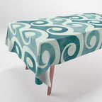 Vintage Waves Tropical Teal Geometric Pattern Tablecloth Gallery Image 1
