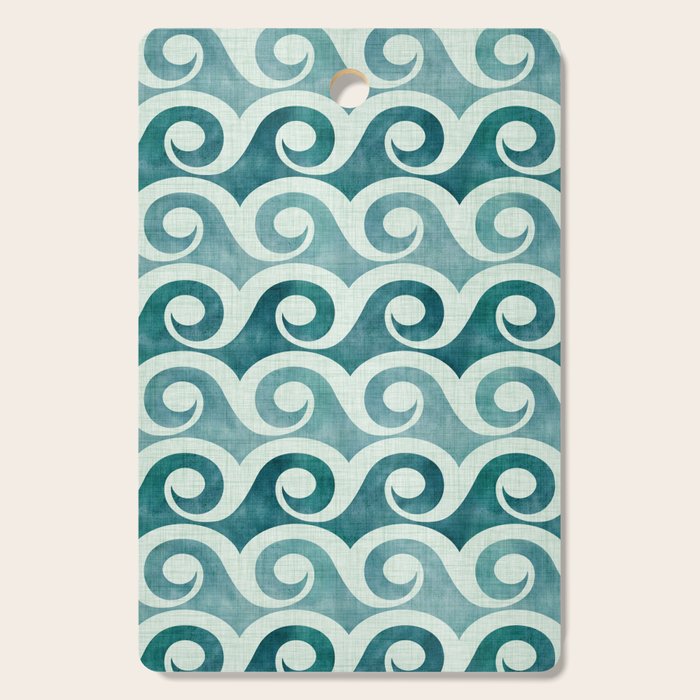Vintage Waves Tropical Teal Geometric Pattern Cutting Board Gallery Image 1