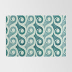 Vintage Waves Tropical Teal Geometric Pattern Rug Gallery Image 2
